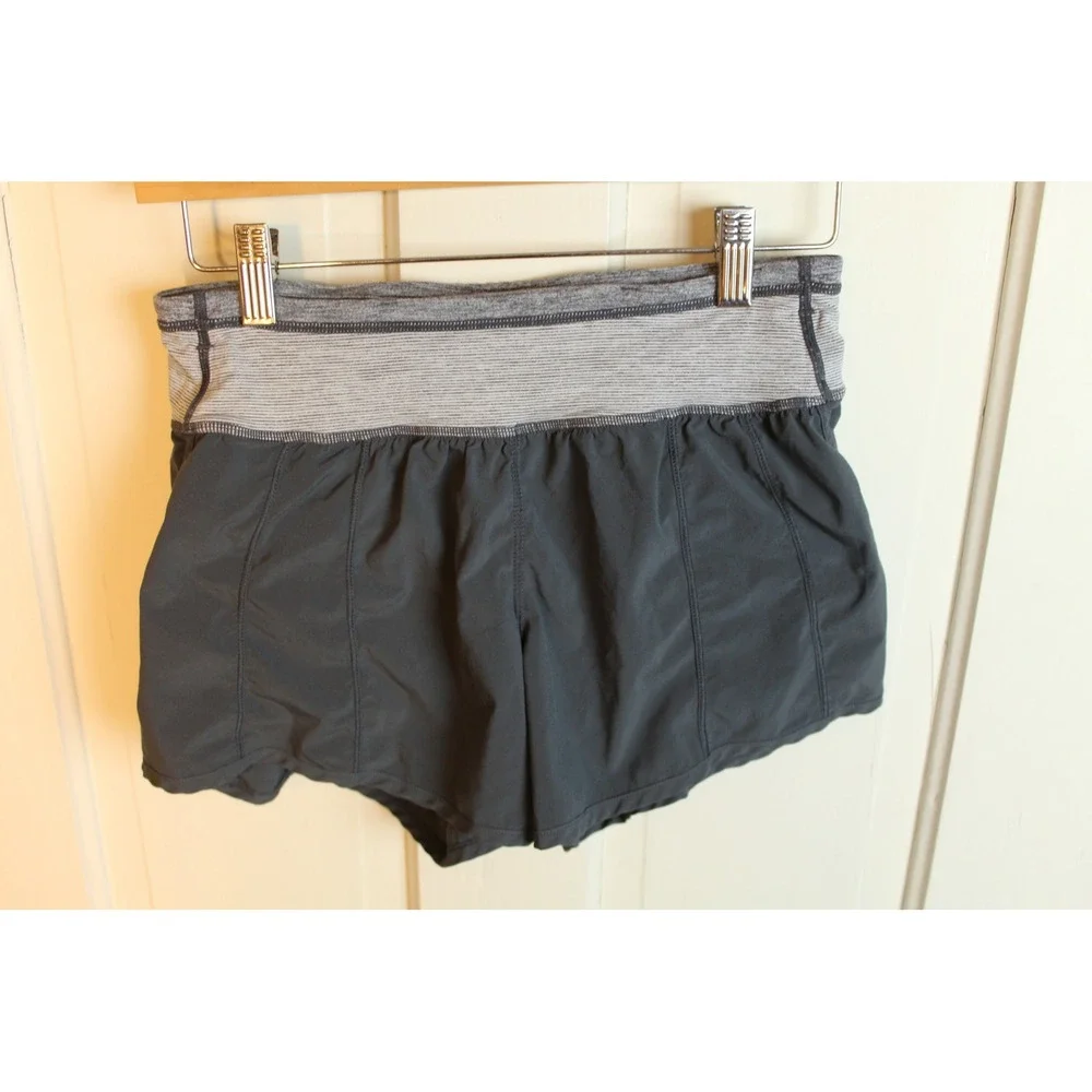 Lululemon Women Size 4 Gray Running Shorts Liner Zipper‎ Pocket